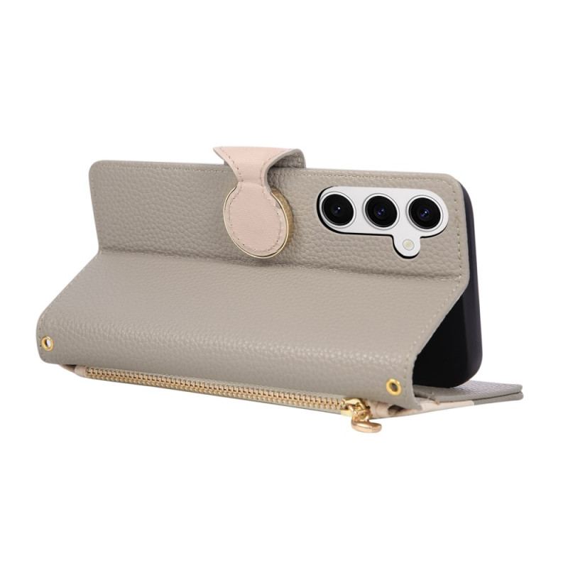 Fodral För Samsung Galaxy S26 Plånbok Med Tvåfärgad Dragkedja