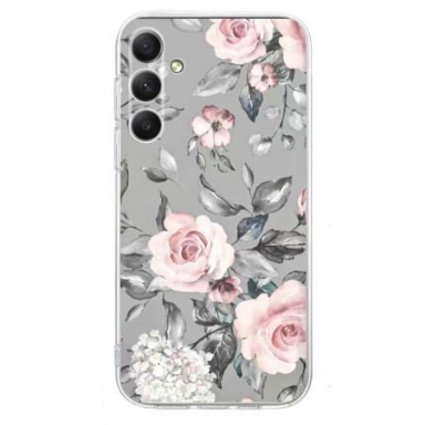 Skal Samsung Galaxy S26 Blommor På Grå Bakgrund