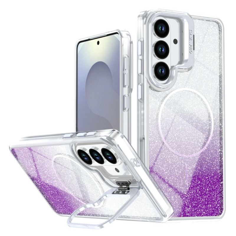 Skal Samsung Galaxy S26 Magnetisk Med Tonad Glitter Och Hopfällbart Stativ