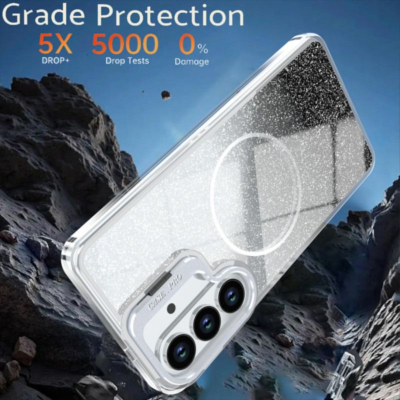 Skal Samsung Galaxy S26 Magnetisk Med Tonad Glitter Och Hopfällbart Stativ