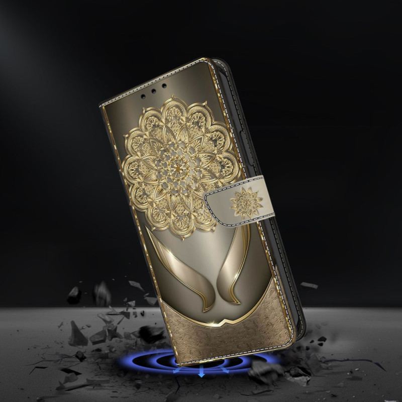 Fodral Google Pixel 10 / 10 Pro Glänsande Guldblommor