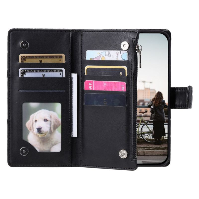 Läderskal Fodral Google Pixel 10 / 10 Pro Quiltad Med Dragkedja