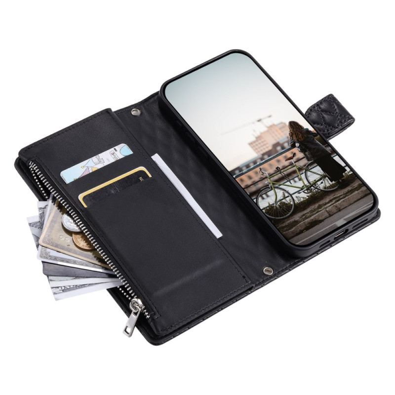 Läderskal Fodral Google Pixel 10 / 10 Pro Quiltad Med Dragkedja