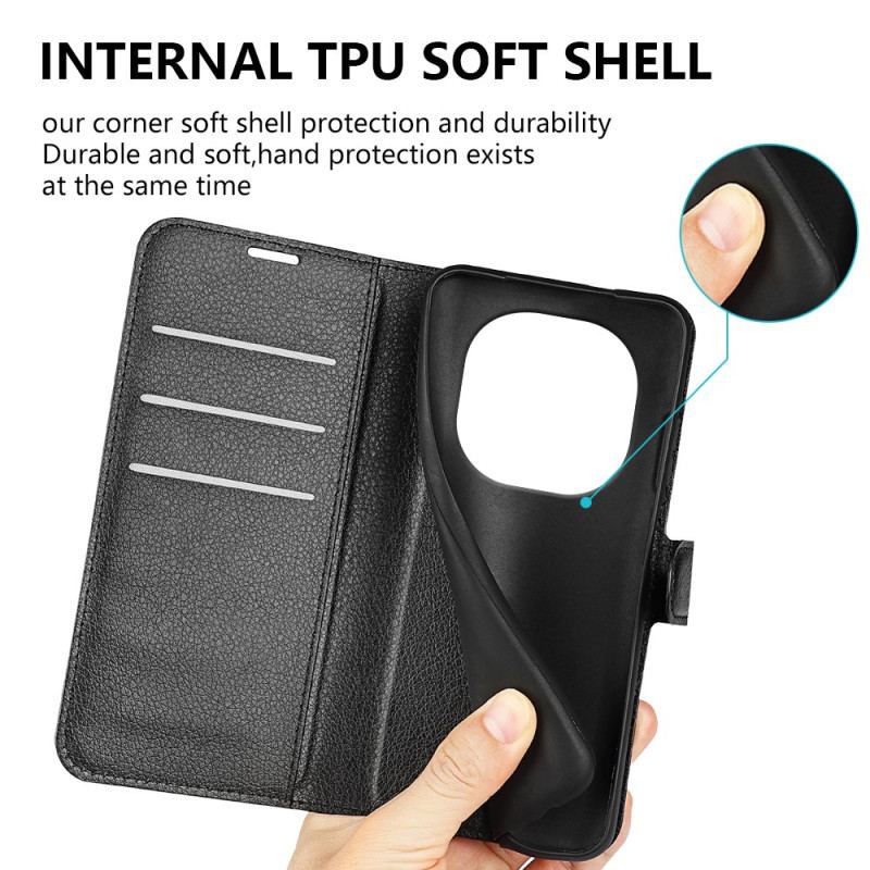 Fodral För Xiaomi Redmi Note 14 Pro 5g Klassiskt Litchi-konstläder