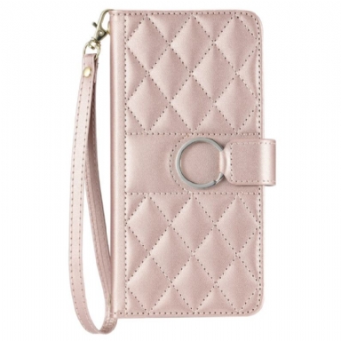 Läderskal Fodral Xiaomi Redmi Note 14 Pro 5g Quiltad Med Rem Och Axelrem