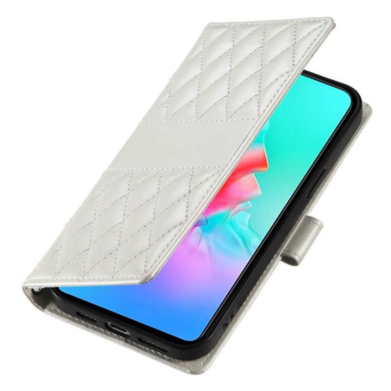 Fodral För Poco C71 Quiltad Med Rem Och Axelrem