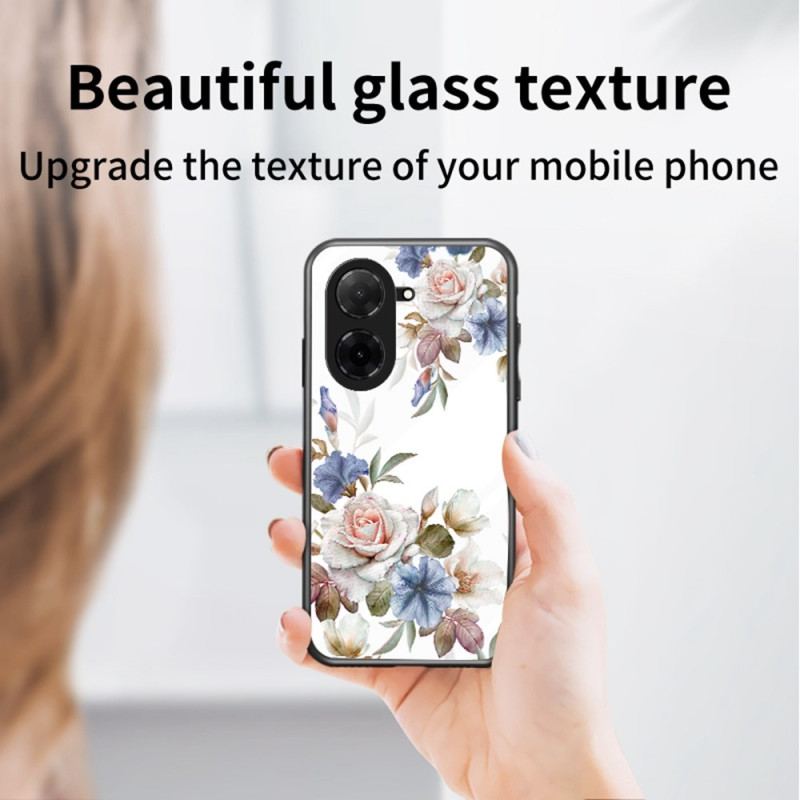Skal Poco C71 Telefonfodral Blommigt Härdat Glas
