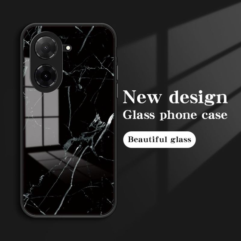 Skal Poco C71 Telefonfodral Marmorerat Härdat Glas