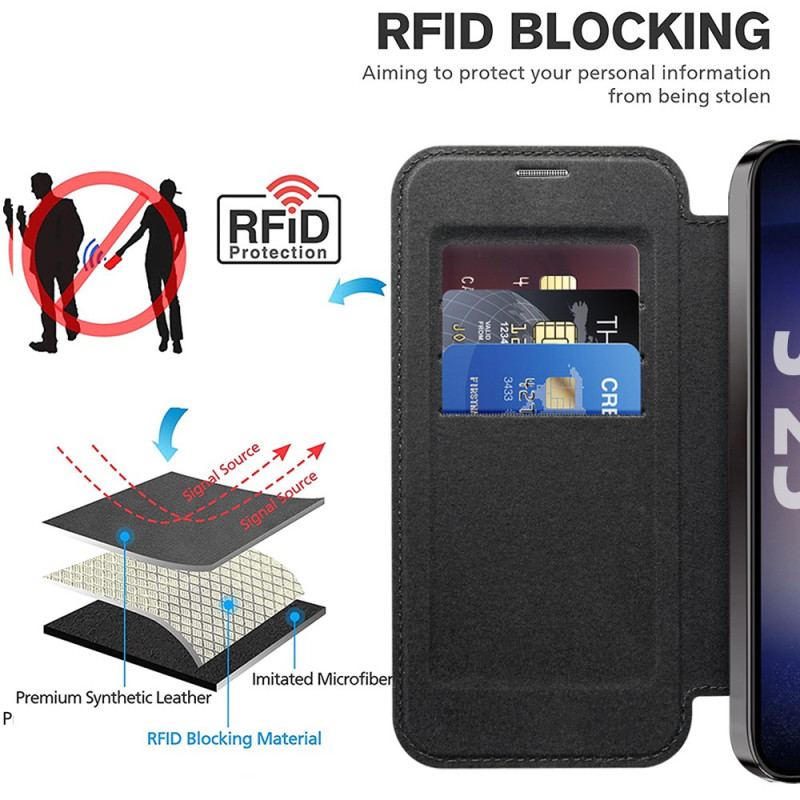 Folio-fodral Samsung Galaxy S25 5g Lädereffekt Kompatibel Med Magsafe Och Rfid-blockering