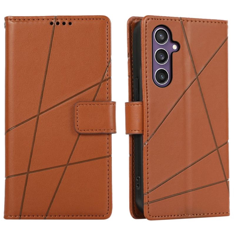 Läderfodral Samsung Galaxy S25 5g Telefonfodral Linjer Och 3 Korthållare