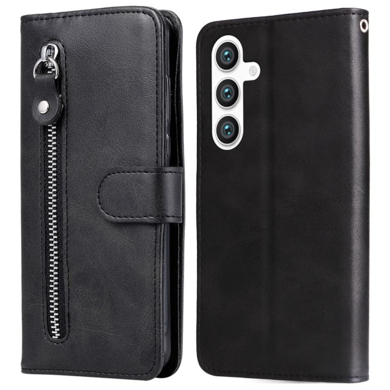 Läderfodral Samsung Galaxy S25 5g Telefonfodral Plånbok Med Dragkedja