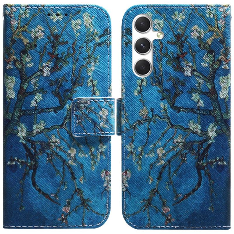 Läderskal Fodral Samsung Galaxy S25 5g Blommande Grenar