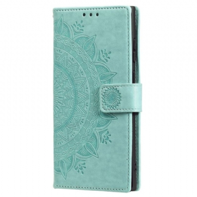 Läderskal Fodral Samsung Galaxy S25 5g Plånbok Med Mandala-solmotiv