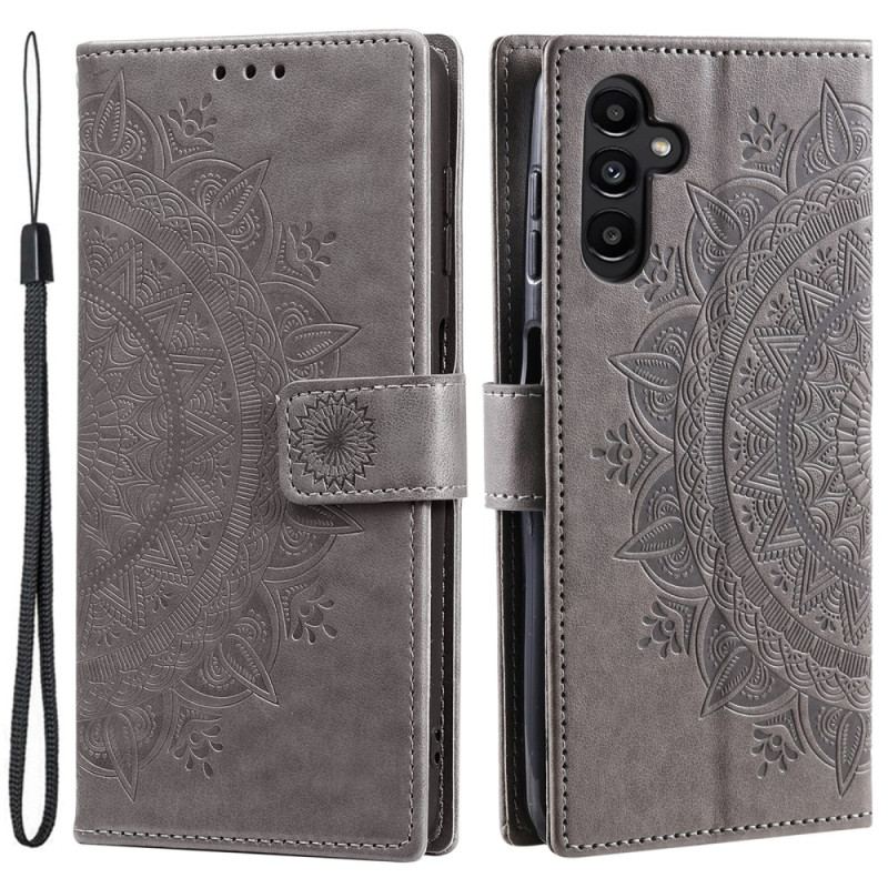 Läderskal Fodral Samsung Galaxy S25 5g Plånbok Med Mandala-solmotiv