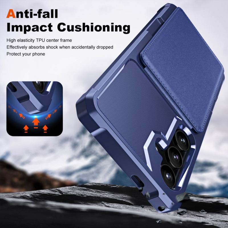 Skal För Samsung Galaxy S25 5g Korthållare Och Stativ Med Metalleffekt