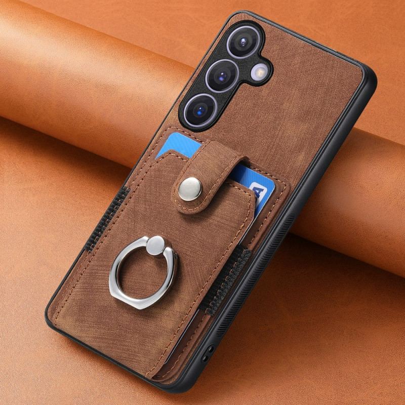 Skal Samsung Galaxy S25 5g Telefonfodral Korthållare Och Ring I Läderimitation