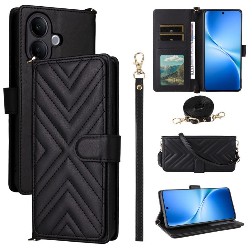 Fodral För Vivo V60 Lite Quiltad Med Remmar