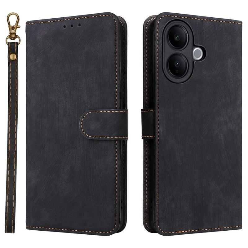 Läderfodral Vivo V60 Lite Telefonfodral Mockaeffekt Med Rem