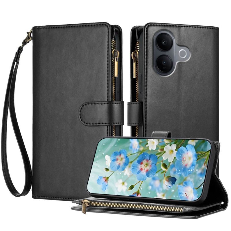 Skyddsfodral Vivo V60 Lite Plånbok Med 8 Kortfack Och Snodd