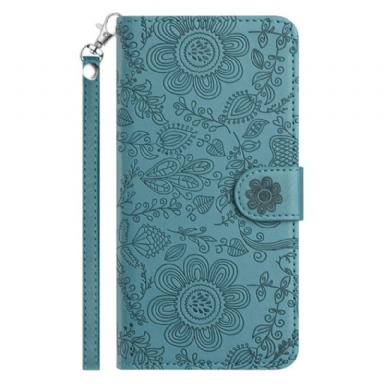 Fodral För Samsung Galaxy S25 Plus 5g Blommönster Med Rem