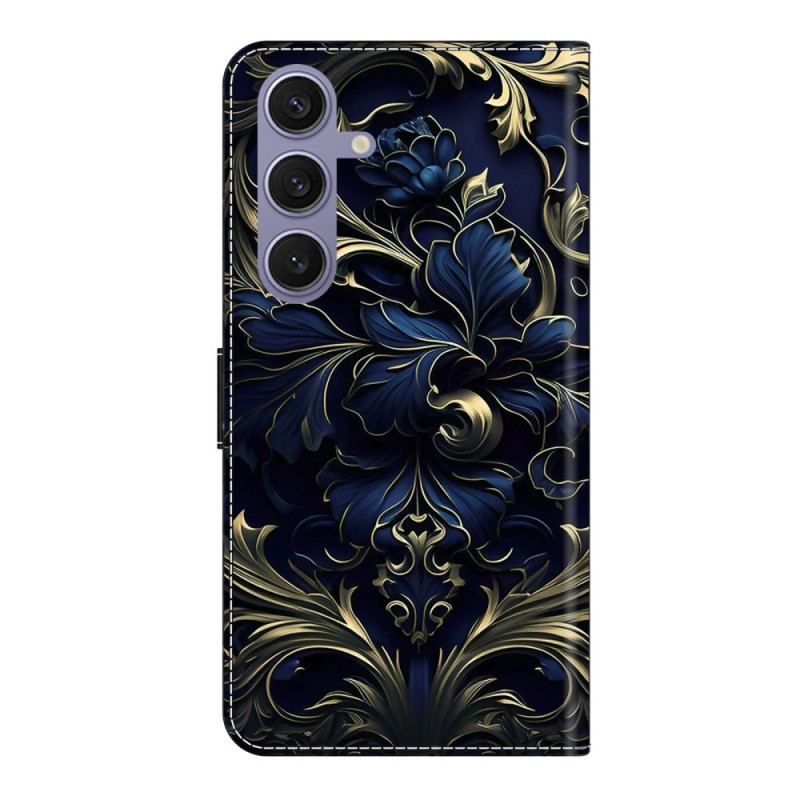 Fodral För Samsung Galaxy S25 Plus 5g Metallisk Blå Blomma