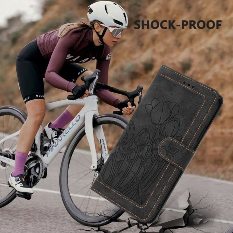 Läderfodral Samsung Galaxy S25 Plus 5g Telefonfodral Blommig Mockaeffekt