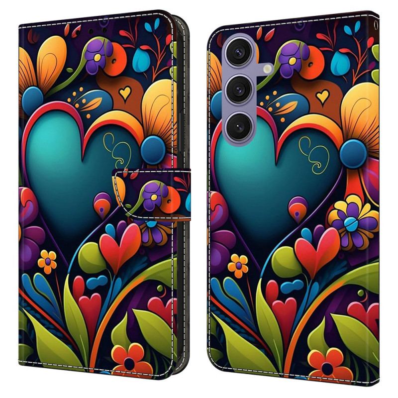 Läderskal Fodral Samsung Galaxy S25 Plus 5g Målat Hjärta