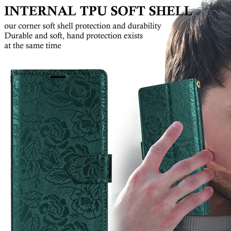 Skyddsfodral Samsung Galaxy S25 Plus 5g Blommönster Med Rem