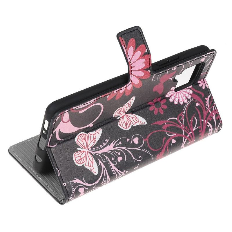 Fodral För Samsung Galaxy M32 Fjärilar Och Blommor