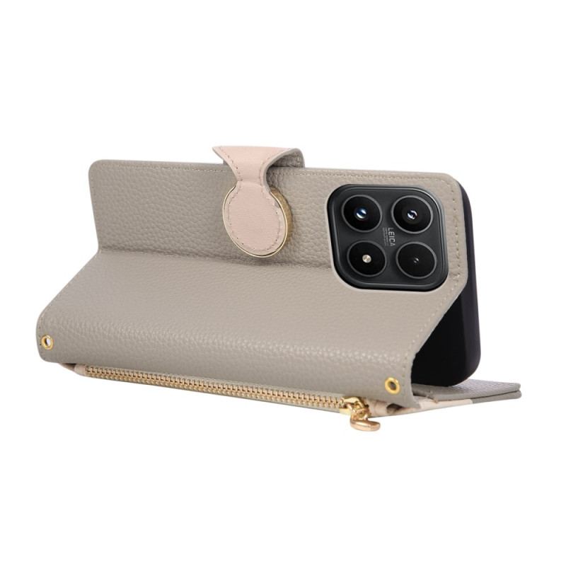 Läderfodral Xiaomi 17 Telefonfodral Tvåfärgad Plånbok Med Handledsrem