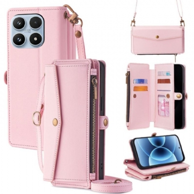 Läderskal Fodral Xiaomi 17 Plånbok Med Axelrem Och Snodd