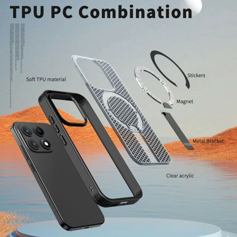 Skal Xiaomi 17 Magnetisk Rutmönster Med Stöd