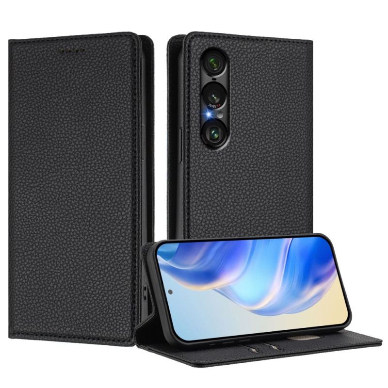 Folio-fodral Sony Xperia 1 Vii Rfid-skyddad Litchiläderstruktur