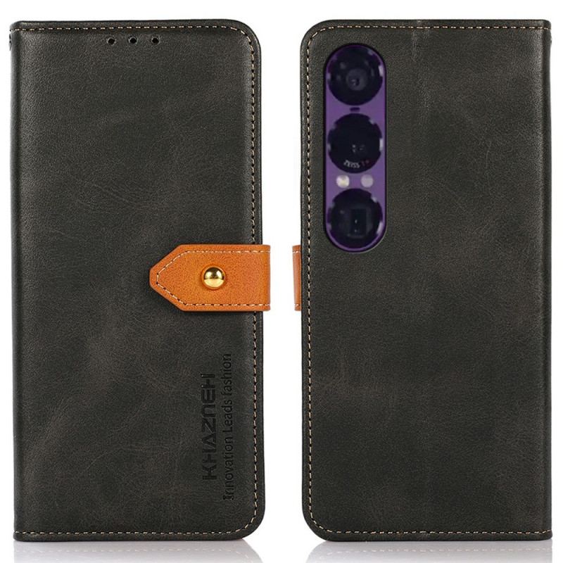 Läderfodral Sony Xperia 1 Vii Telefonfodral Khazneh Guldspänne