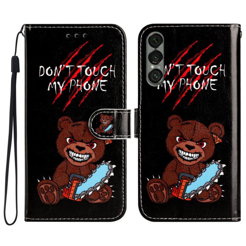 Läderfodral Sony Xperia 1 Vii Telefonfodral Rör Inte Min Telefonbjörn