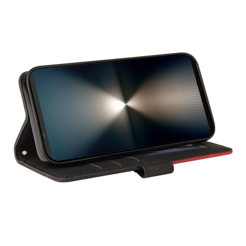 Läderfodral Sony Xperia 1 Vii Telefonfodral Tvåfärgad Vågig Linje