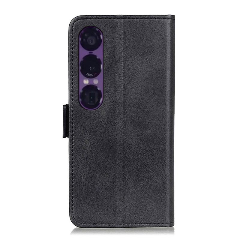 Läderskal Fodral Sony Xperia 1 Vii Dubbelspänne