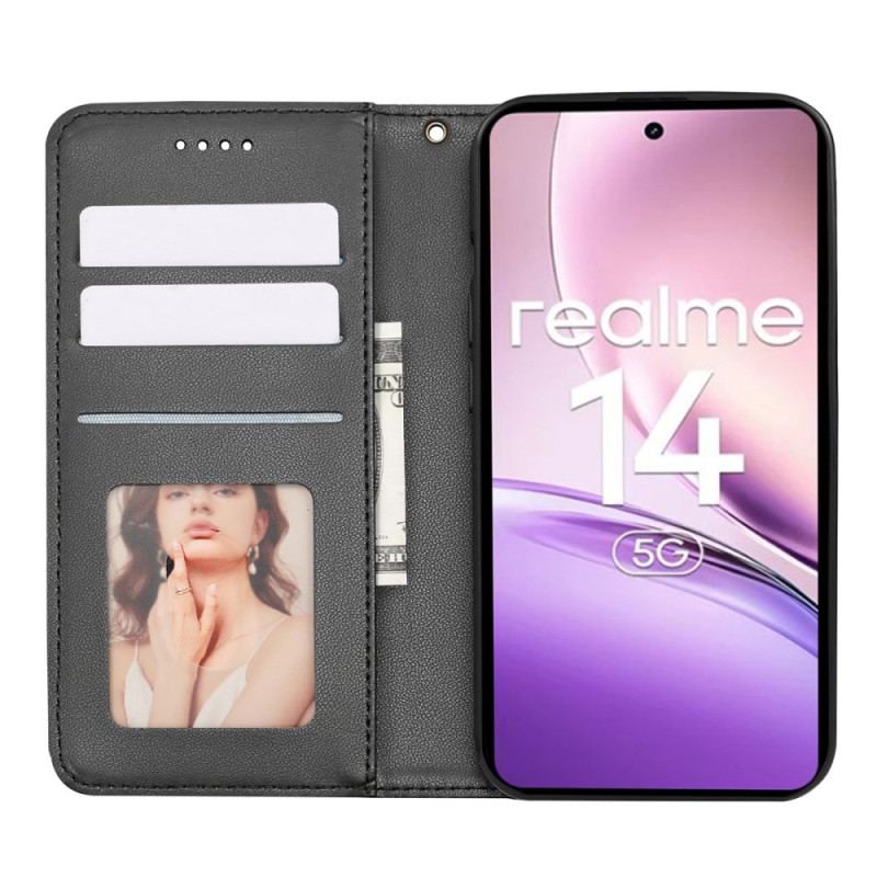 Folio-fodral Realme 14 5g Rutig Kant Och Rem