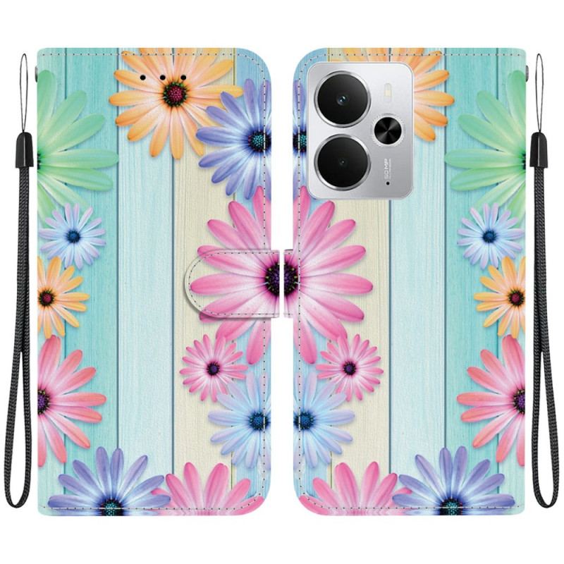 Läderfodral Realme 14 5g Telefonfodral Solrosmönster