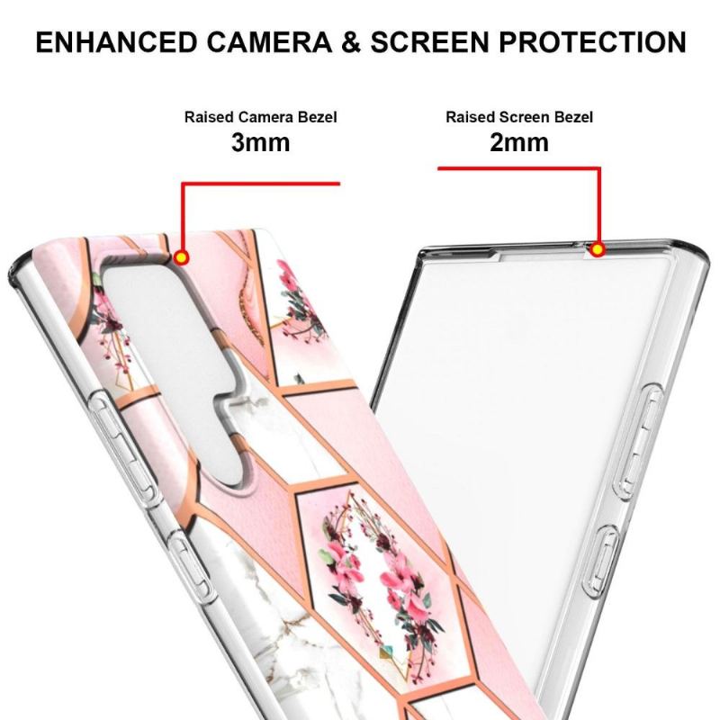 Mobilskal För Samsung Galaxy S22 Ultra 5G Marmor Och Blomkrona