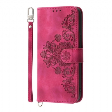 Fodral Poco X7 Pro 5g Blommönster Med Rem Och Axelrem