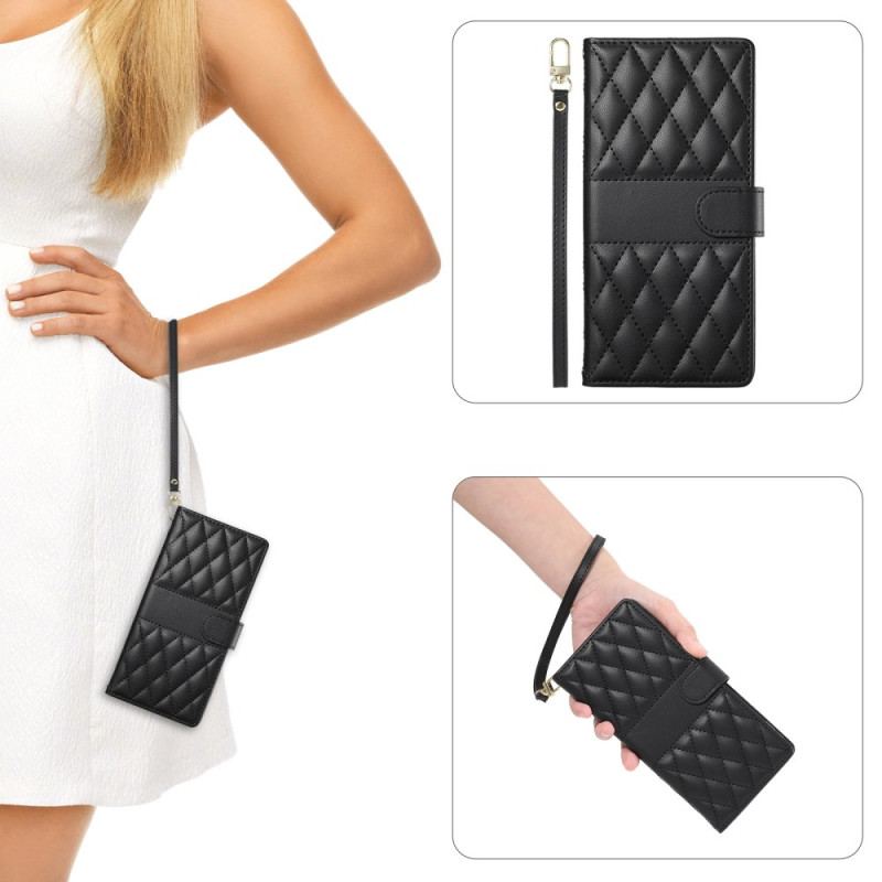 Fodral Poco X7 Pro 5g Quiltad Med Rem Och Axelrem