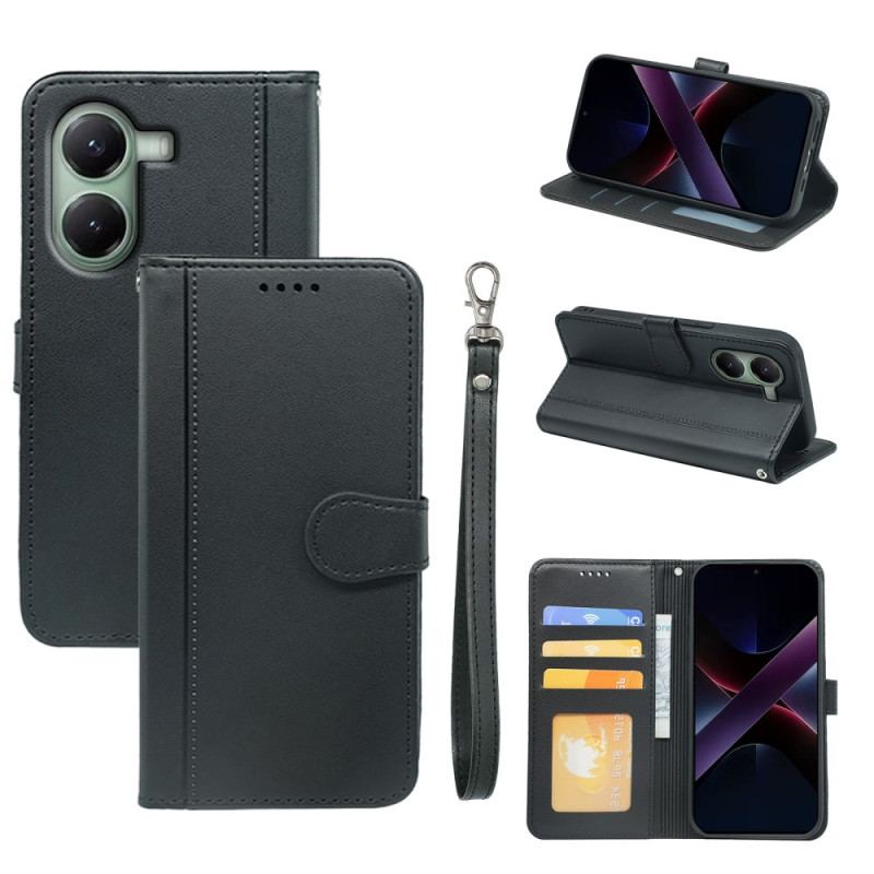 Läderfodral Poco X7 Pro 5g Telefonfodral Premium Med Rem