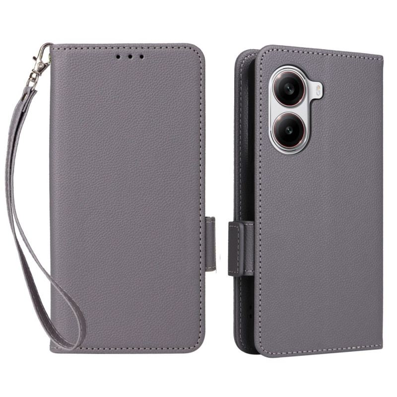 Läderskal Fodral Poco X7 Pro 5g Litchi-konstläder Med Rem