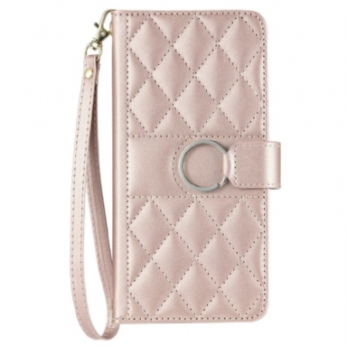 Läderskal Fodral Poco X7 Pro 5g Quiltad Design Med Snodd Och Axelrem