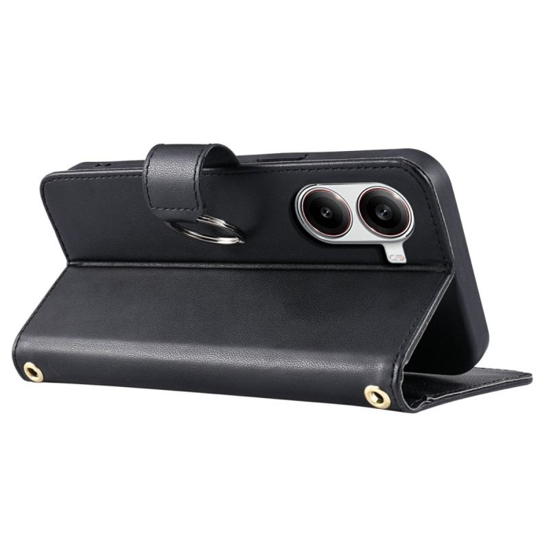 Läderskal Fodral Poco X7 Pro 5g Quiltad Design Med Snodd Och Axelrem