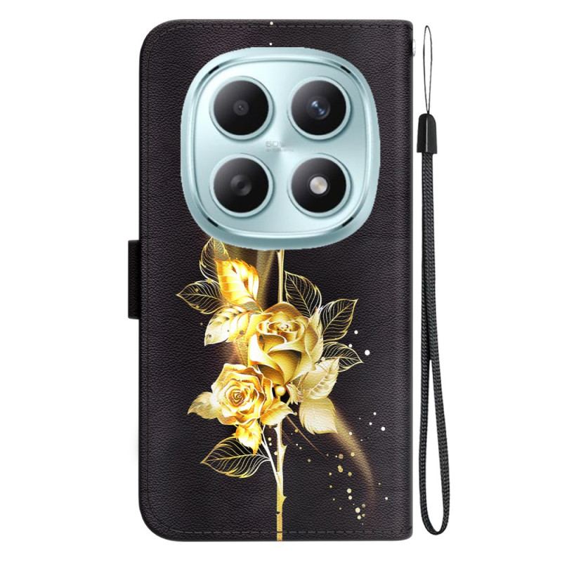 Fodral För Xiaomi Redmi Note 15 5g Guldfärgade Fjärilar Och Rosa