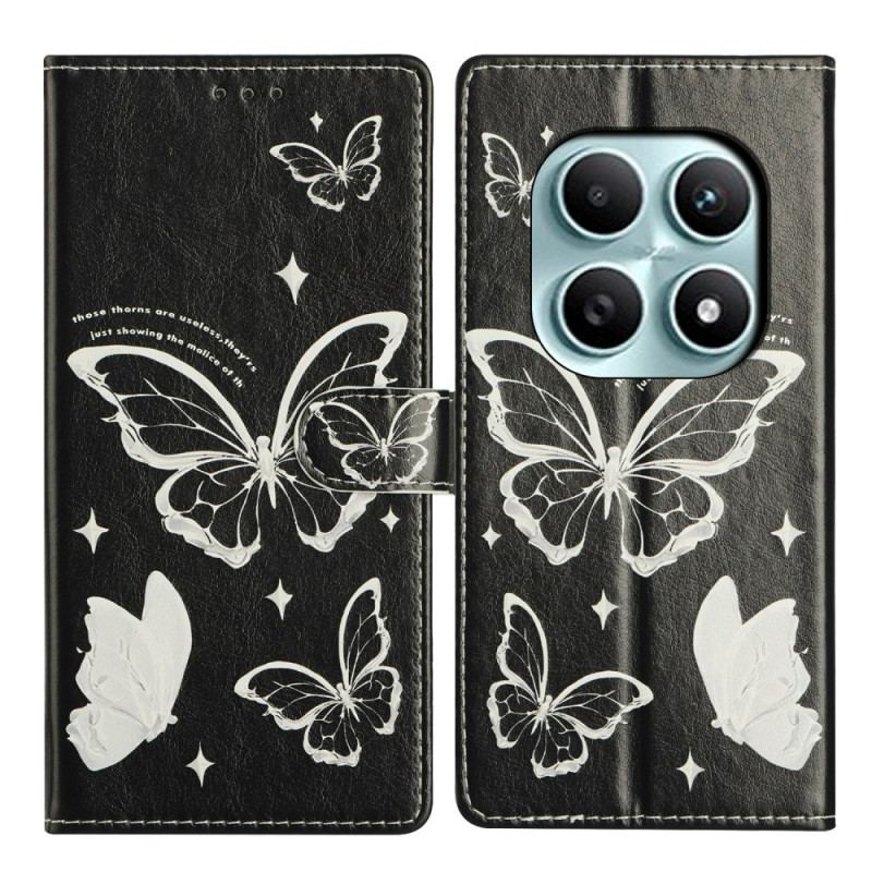 Fodral För Xiaomi Redmi Note 15 5g Svarta Och Vita Fjärilar