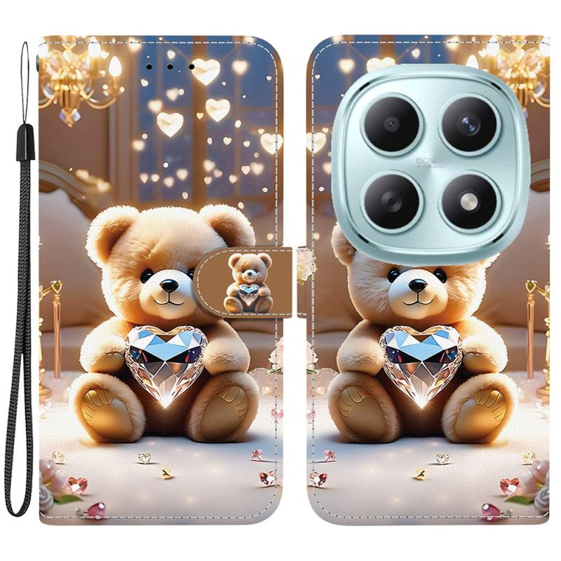 Läderfodral Xiaomi Redmi Note 15 5g Telefonfodral Diamantbjörn
