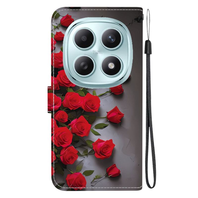 Läderfodral Xiaomi Redmi Note 15 5g Telefonfodral Röda Rosor